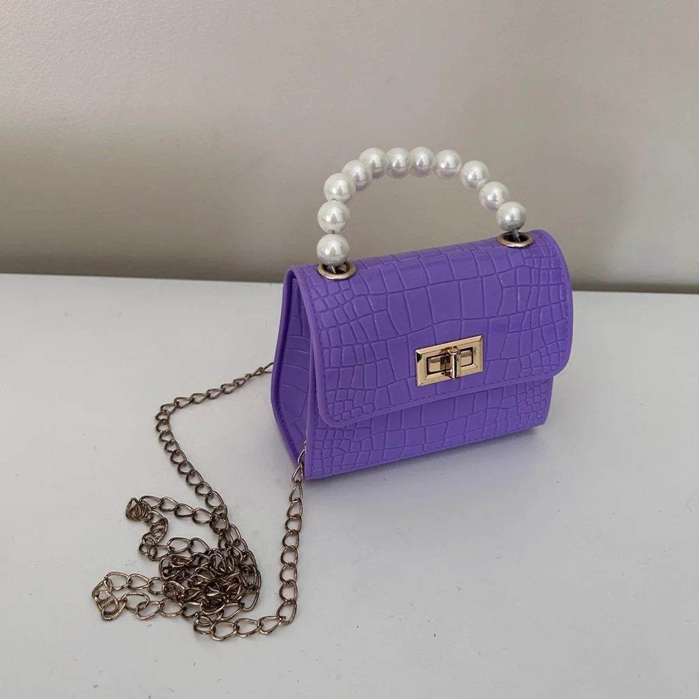 Pearl-Handle Mini Shoulder Bag in Lavender